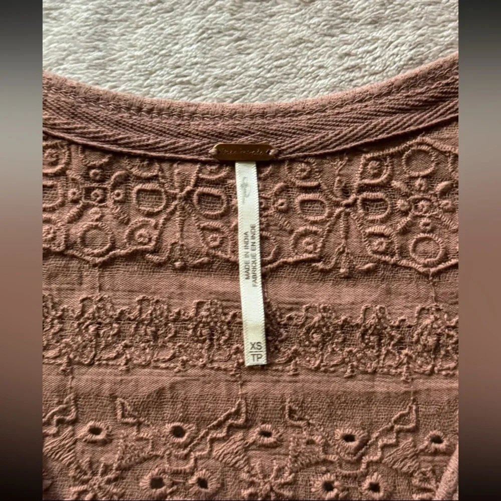 Free People Bell Sleeve Boho‎ Tunic Top Cinnamon Stretchy Soft Size Xsmall
